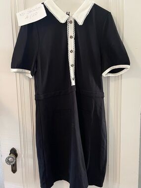 Modcloth Black Dress with White Collar and Trim